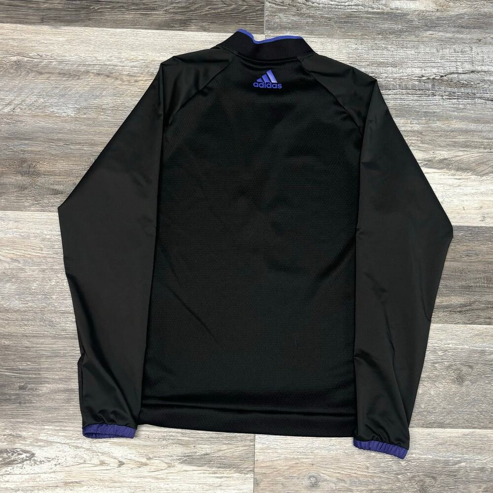 Adidas Primeblue Black Purple Mens M Quarter Zip Layering Golf Pullover Shirt - Picture 3 of 12